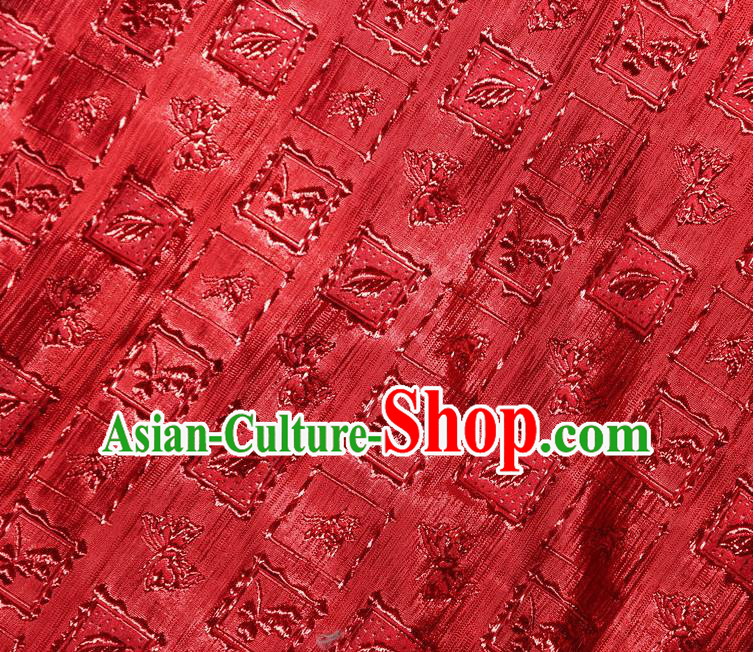 Chinese Traditional Diamond Pattern Design Red Brocade Fabric Tapestry Cloth Asian Silk Material