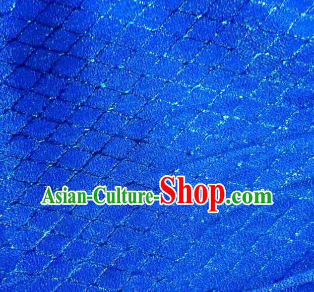 Chinese Traditional Argyle Pattern Design Royalblue Brocade Fabric Tapestry Cloth Asian Silk Satin Material