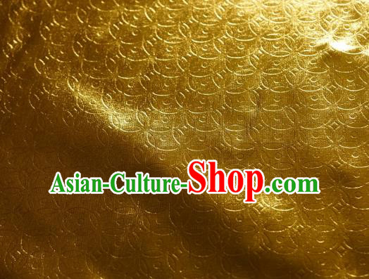 Chinese Traditional Copper Cash Pattern Design Golden Spandex Fabric Cloth Material Asian Dress Anaglyph Drapery
