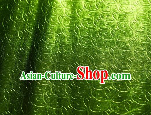 Chinese Traditional Copper Cash Pattern Design Green Spandex Fabric Cloth Material Asian Dress Anaglyph Drapery