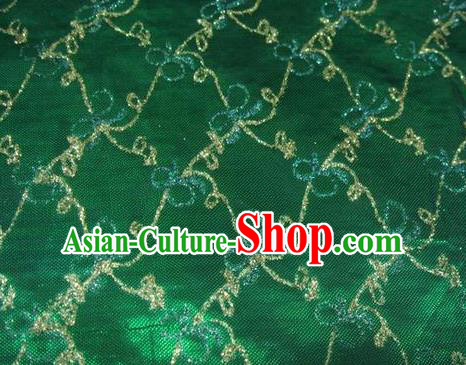 Chinese Traditional Gilding Bowknot Pattern Design Green Satin Fabric Cloth Crepe Material Asian Dress Brocade Drapery