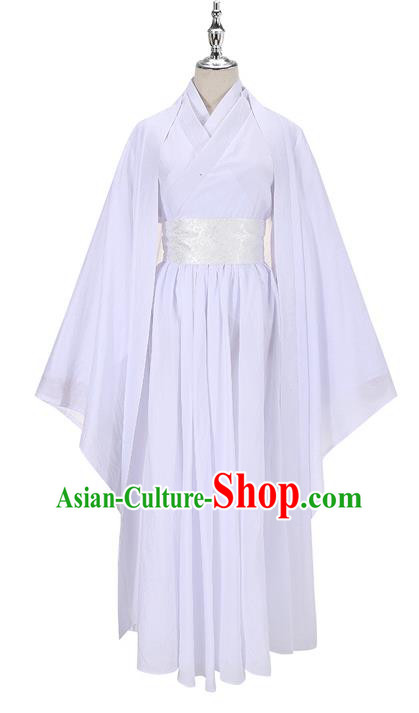 Traditional Chinese Cosplay Female Swordsman Costumes China Ancient Knight Clothing Fairy Princess White Dress for Women