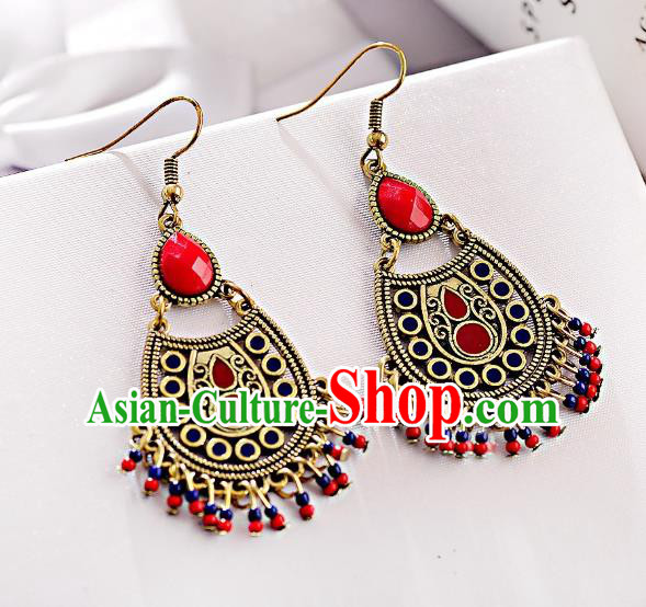 Asian India Traditional Tassel Eardrop Asia Indian Earrings Bollywood Dance Jewelry Accessories for Women