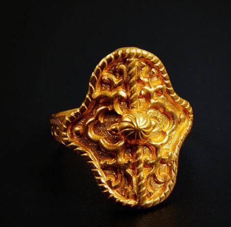 China Handmade Golden Circlet Tang Dynasty Jewelry Ancient Princess Ring