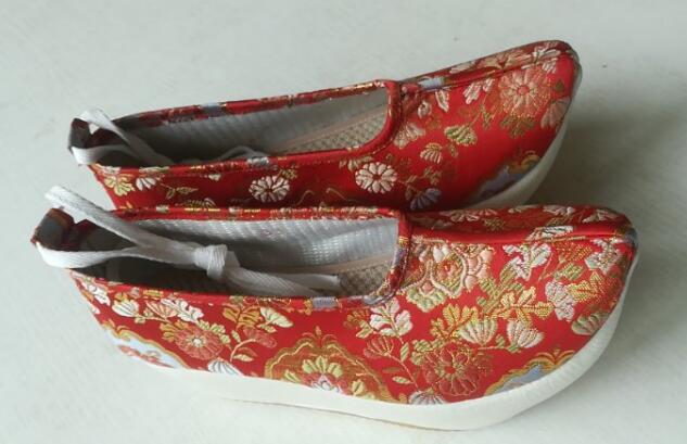 Chinese Traditional Wedding Hanfu Shoes Handmade Red Brocade Shoes Ancient Princess Shoes Ming Dynasty Shoes
