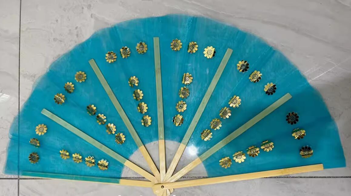 Handmade Blue Fan Korean Traditional Dance Fan