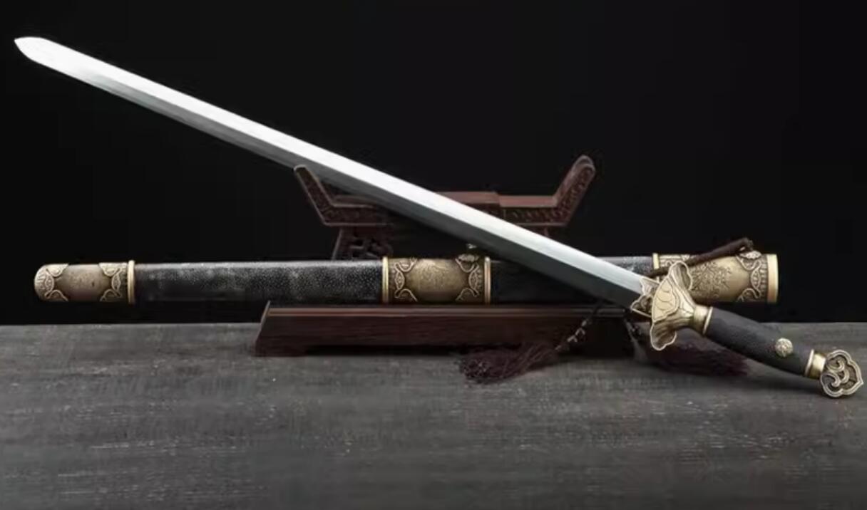 Handmade China Longquan Sword Song Dynasty Genuine Stingray Skin Sword